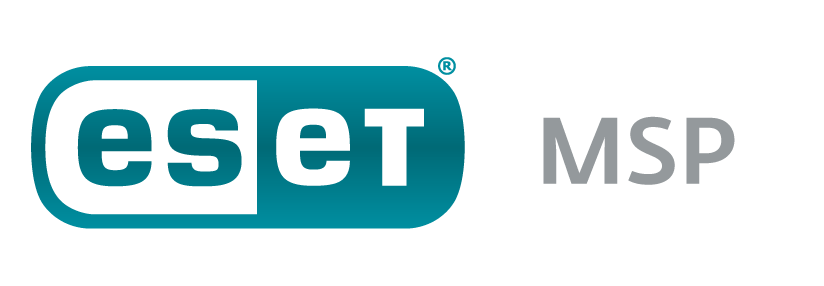 ESET MSP Logo mit dem Schriftzug 'eset' in Weiß auf einem aquamarinfarbenen Hintergrund, gefolgt vom Akronym 'MSP' in Grau auf transparentem Hintergrund.